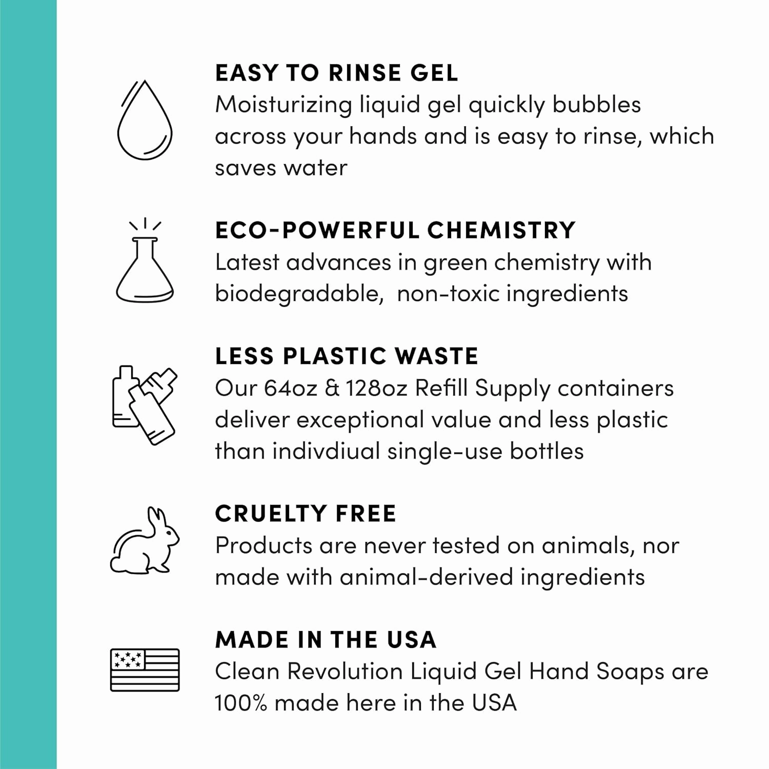 Clean Revolution Liquid Gel Hand Soap, Silky Rich Liquid, Quick Lather, Fast Rinsing, Contains Real Essential Oils (Spring Air) 128 Fl Oz