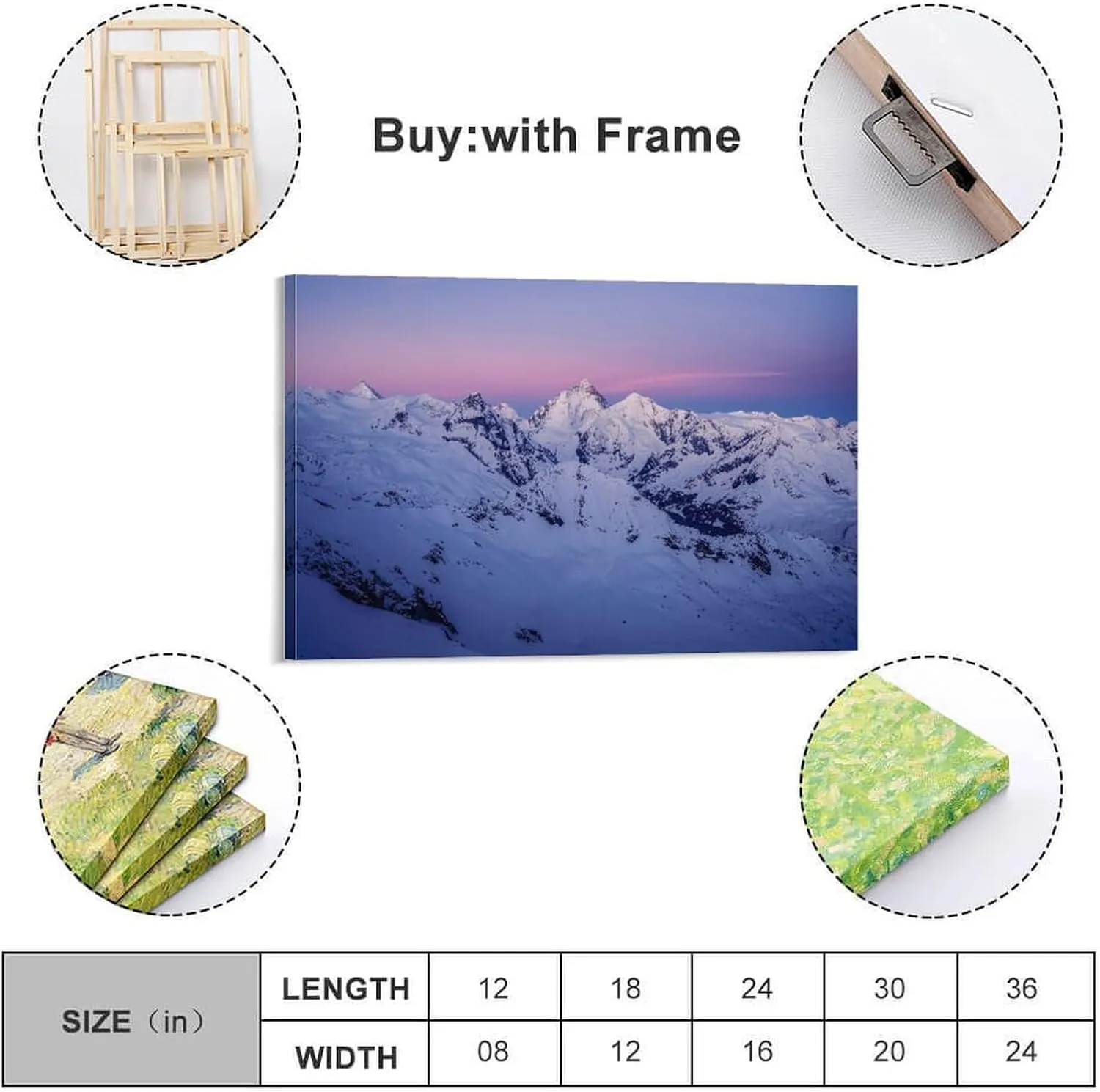 CLSYCYX A Snowy Mountain Range With A Pink Sky In The Background Canvas Art Poster And Wall Art Picture Print Modern Family Bedroom Decor Posters 16x24inch(40x60cm)