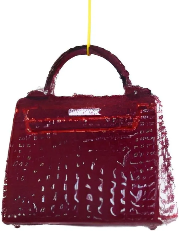 Cody Foster & Co Dark Red Alligator Luxury Handbag Ornament, Elegant Glass Craftsmanship, Fashion-Inspired Holiday Decor, 3 Inches