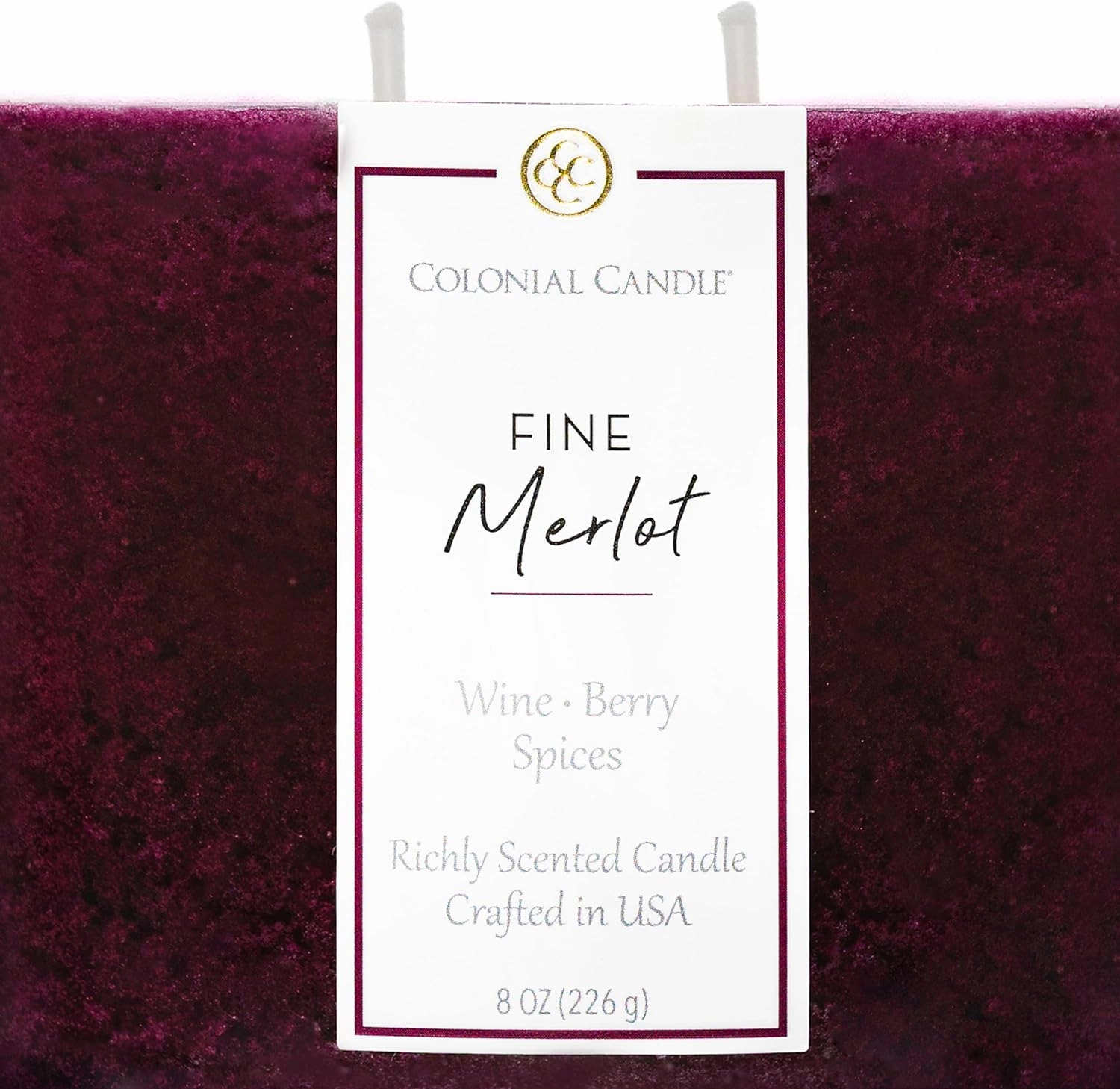 Colonial Candle Fine Merlot Scented Candle Jar, Highly Fragranced Candles for Home Scented, Mottled Wax Candle, 2 Wick, 8 oz - Made in The USA