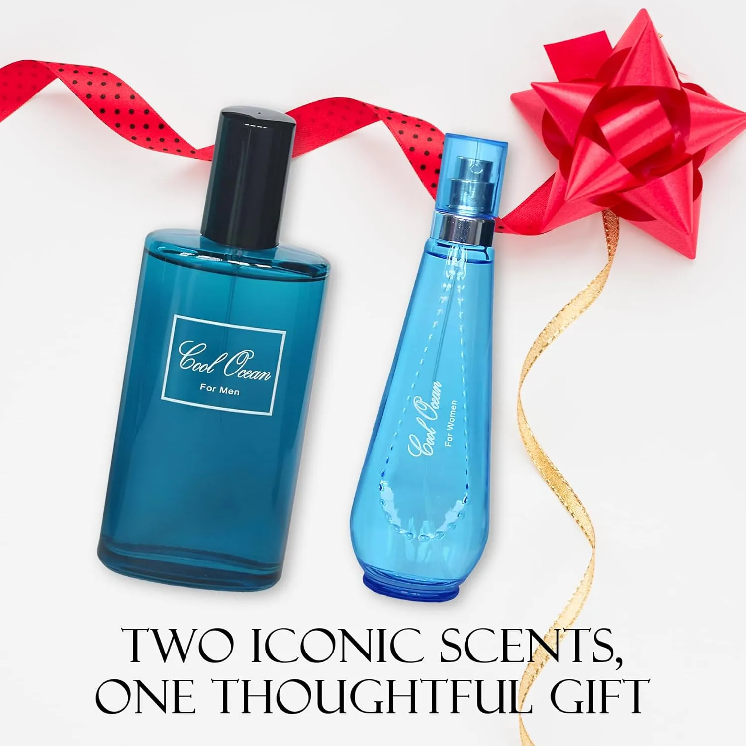 Cool Ocean Couple Set Perfume for Women/Men Eau De Parfum - Amber Floral Jasmine, Bourbon Vanilla & Woods Oriental-Floral Women/Men Cologne with a Modern Twist Elegant 100ml Bottle for Best Gift