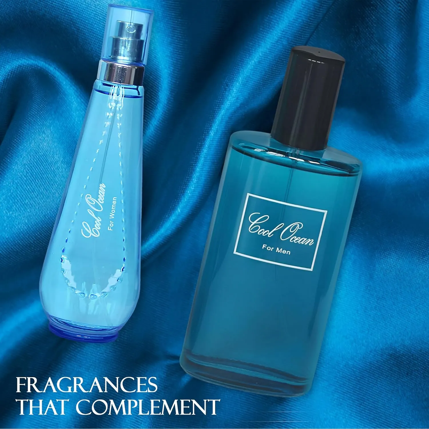 Cool Ocean Couple Set Perfume for Women/Men Eau De Parfum - Amber Floral Jasmine, Bourbon Vanilla & Woods Oriental-Floral Women/Men Cologne with a Modern Twist Elegant 100ml Bottle for Best Gift