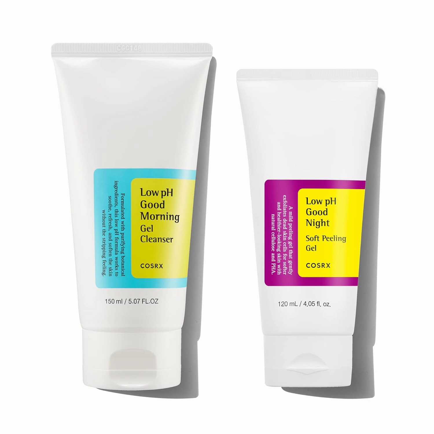 COSRX Morning Skincare Routine- Low pH Good Morning Gel Cleanser   Low pH Good Night Soft Peeling Gel, Cleanse and Exfoliate Sensitive Skin, PHA, Korean Skin Care