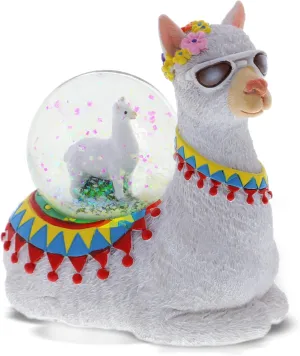 CoTa Global Llama Snow Globe Decor - Elegant Pink Sparkle Glitter Inside The Snow Globe Figure, Animal Figurines for Kids and Adults, Collectible Snow Globes Ornament for Birthday, Christmas - 45 mm