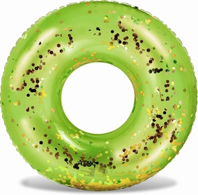 CoTa Global Giant Inflatable Pool Float Tube - Luxurious Pool Ring Float Tube Fun Toy Filled with Sparkle Gold Confetti, Cool Design Pool Tubes for Adults, Kids, and Teens - Green - 48 Inches