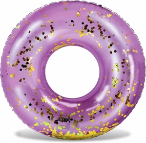 CoTa Global Giant Inflatable Pool Float Tube - Luxurious Pool Ring Float Tube Fun Toy Filled with Sparkle Gold Confetti, Cool Design Pool Tubes for Adults, Kids, and Teens - Purple - 48 Inches