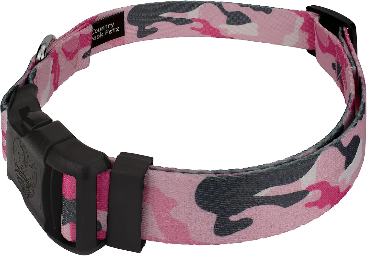 Country Brook Petz - Deluxe Pink and Grey Camo Dog Collar and Leash - Camouflage Collection Featuring Rugged Designs (5/8 Inch, Small)