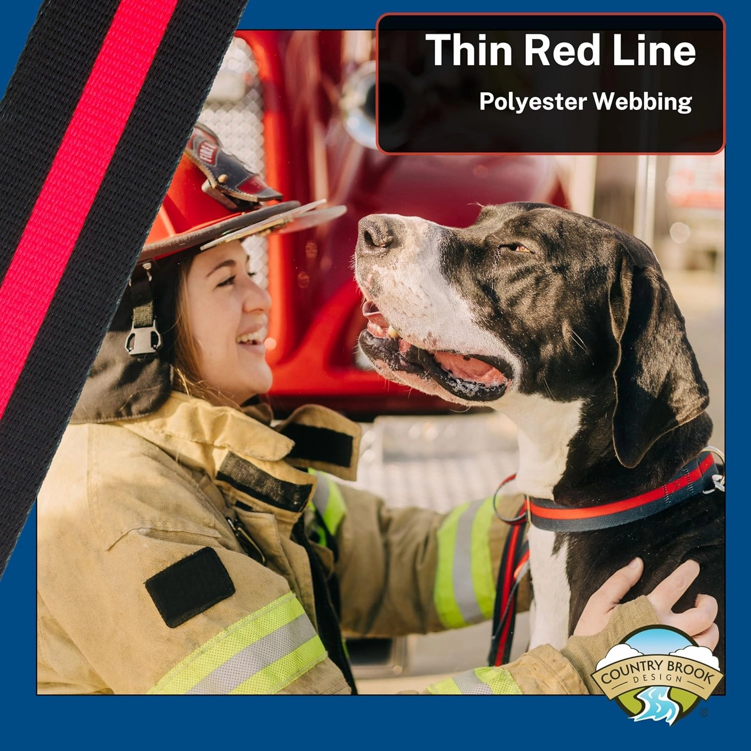 Country Brook Design - Thin Red Line Polyester Webbing