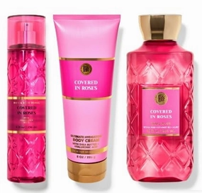 Covered in Roses Gift Set by BBW 3 Piece Fragrance Mist, Body Cream, and Body Wash