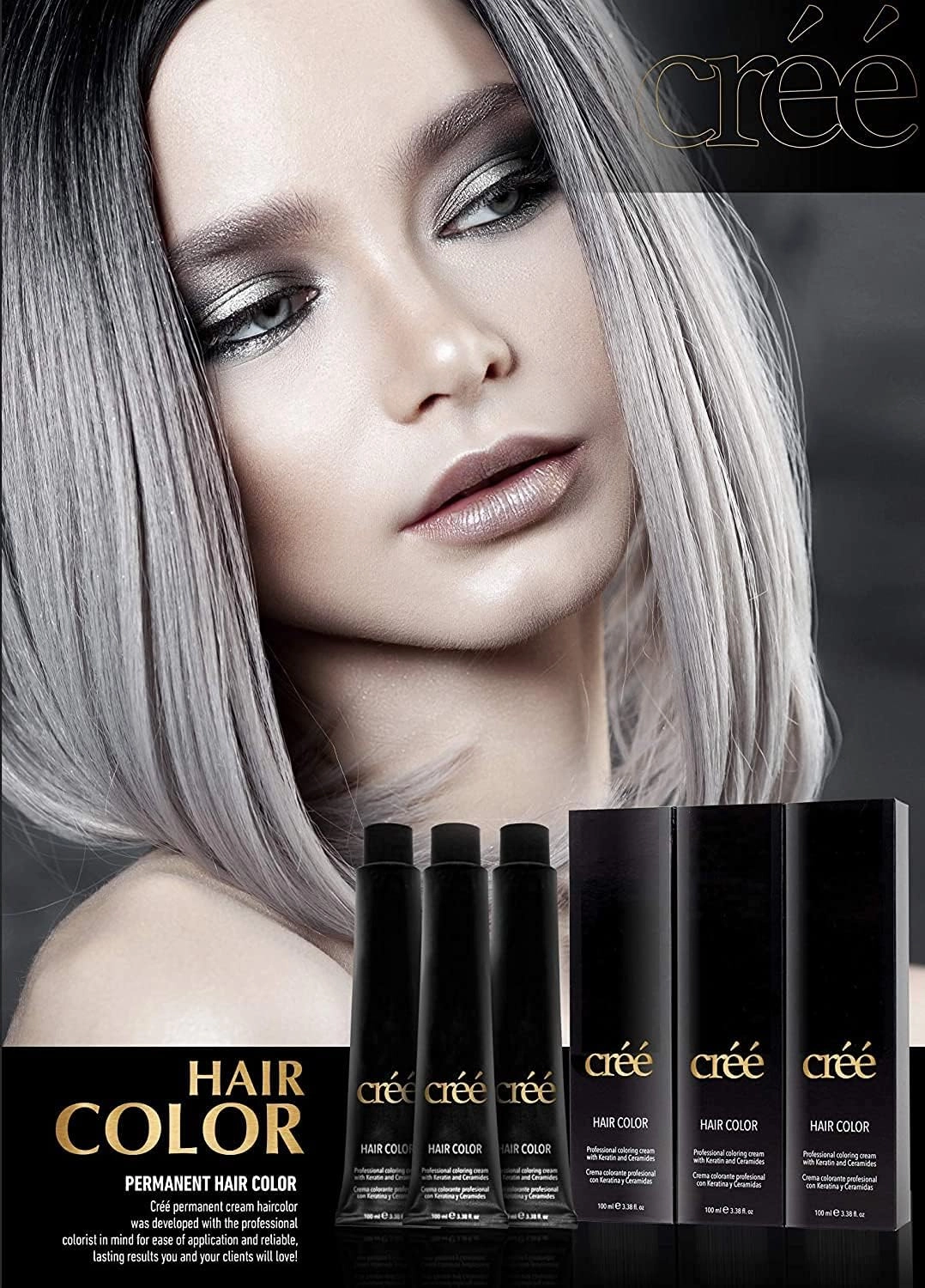 Cree Professional Blue - Permanent Hair Color - Long Lasting, Rich Vibrant - Gray Coverage 100ml - 3.4 fl.oz.