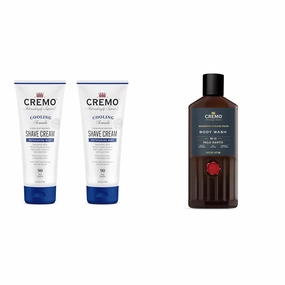 Cremo Barber Grade Cooling Shave Cream, Astonishingly Superior Ultra-Slick Shaving Cream Fights Nick & Rich-Lathering Palo Santo Body Wash for Men, Notes of Bright Cardamom, Dry Papyrus