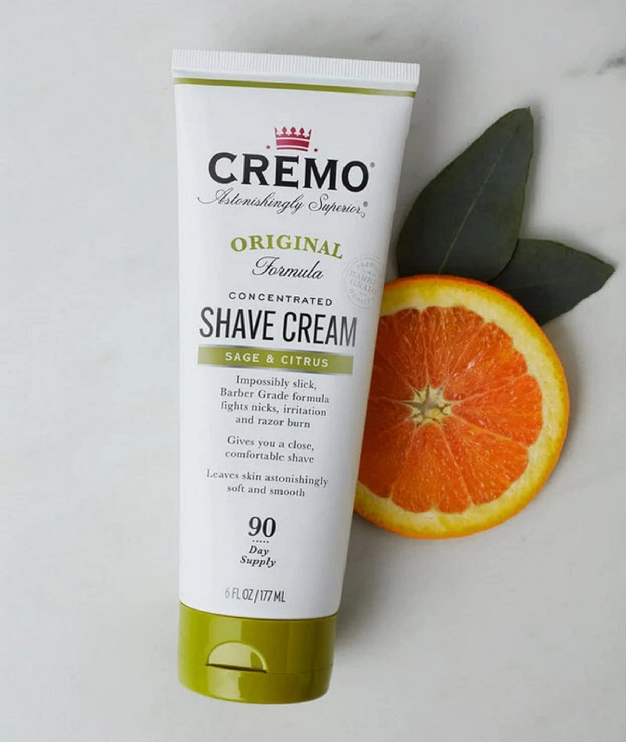 Cremo Barber Grade Sage & Citrus Shave Cream, Astonishingly Superior Ultra-Slick Shaving Cream Fights Nicks, Cuts and Razor Burn, 6 Fl Oz (2 Pack)