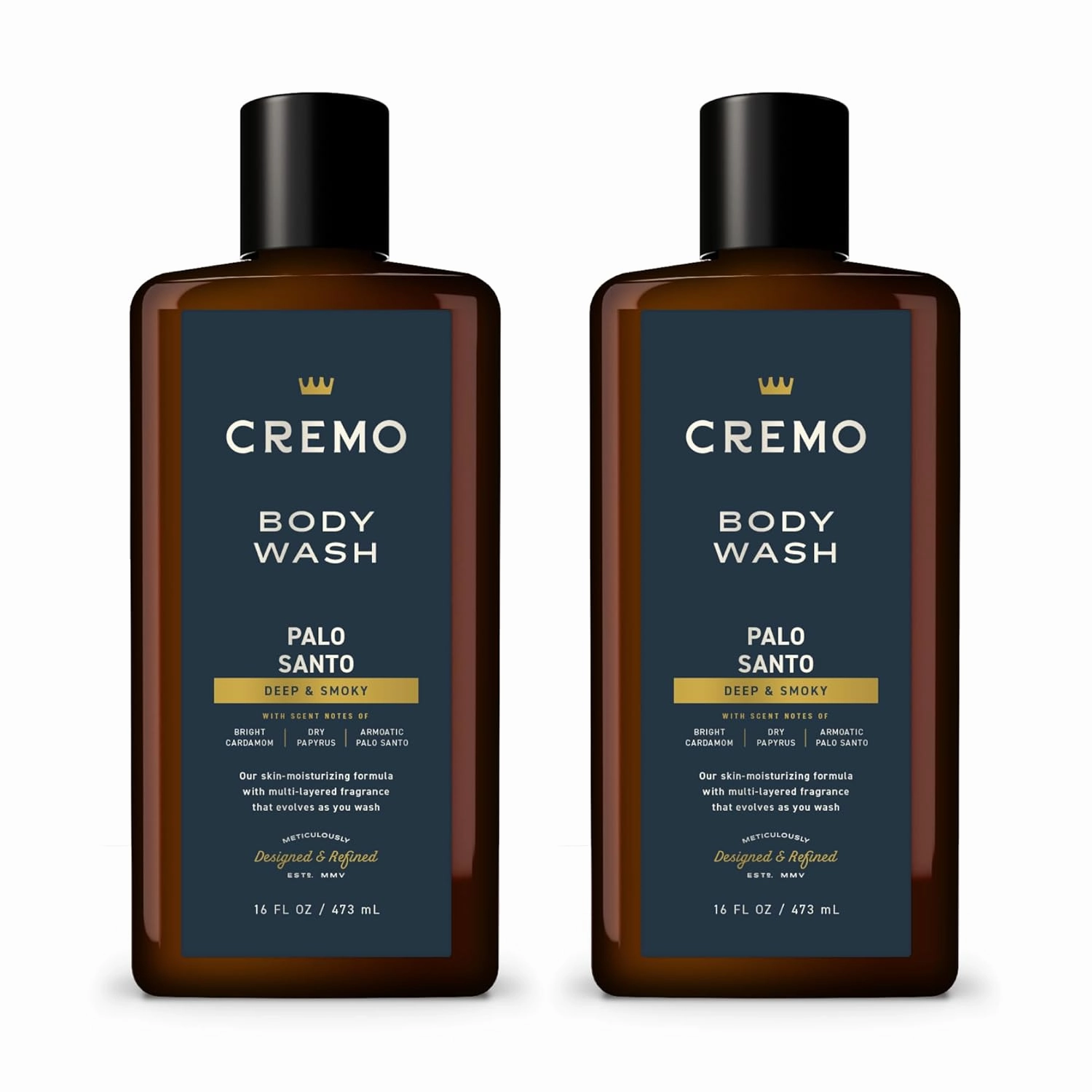 Cremo Rich-Lathering Palo Santo (Reserve Collection) Body Wash, Notes of Bright Cardamom, Dry Papyrus and Aromatic Palo Santo, 16 Fl Oz (2-Pack)