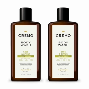 Cremo Rich-Lathering Sage & Citrus Body Wash, A Revitalizing Combination of Bright Mandarin, Dry Herbs and White Cedar, 16 Fl Oz (2-Pack)