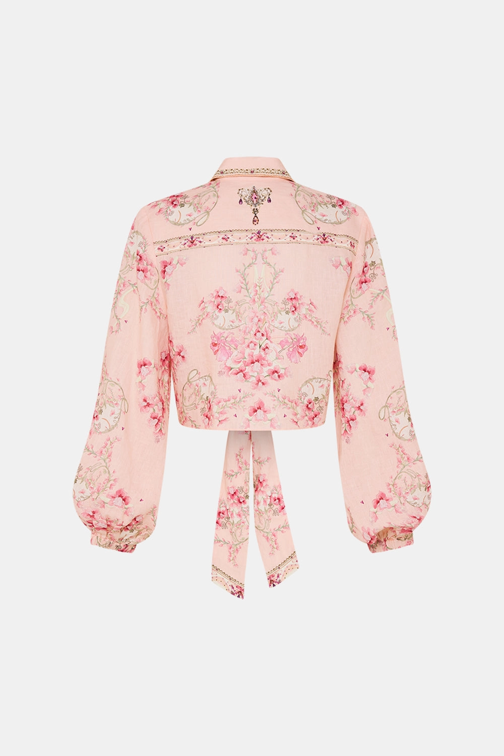 CROPPED WRAP SHIRT BLOSSOMS AND BRUSHSTROKES