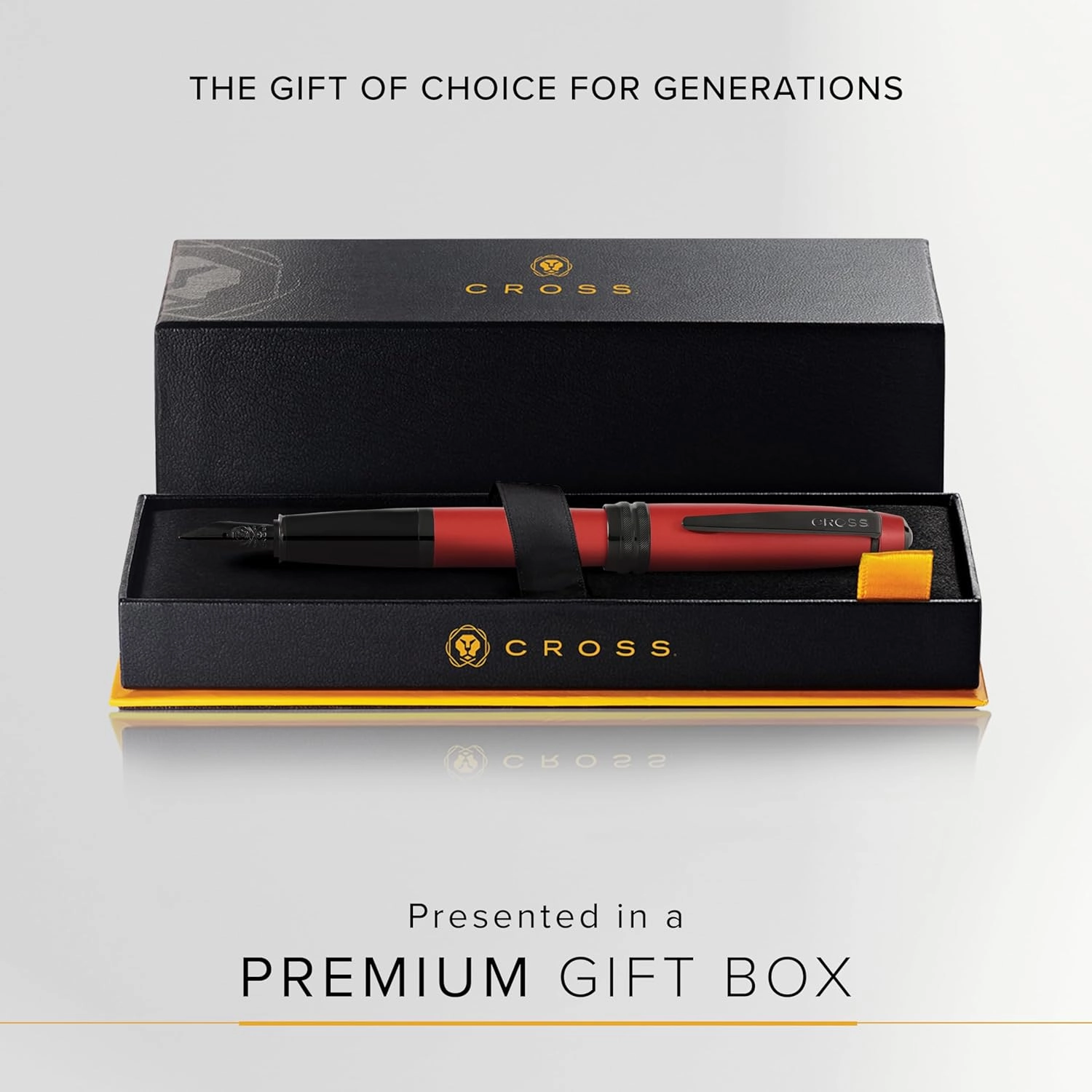 Cross Bailey Refillable Fountain Presented in a Premium Gift Box - Medium Point, Black Ink, Matte Red
