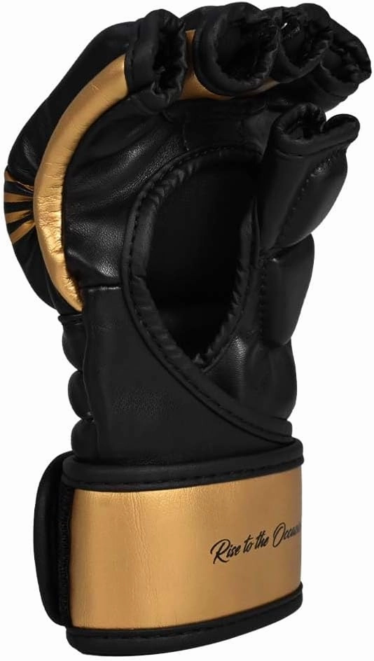 Crown MMA Gloves for Men & Women Martial Arts Punching Bag Gloves, UFC Grappling Fighting & Kickboxing Gloves Pre-Curved Half Finger Boxing Sparring Glove