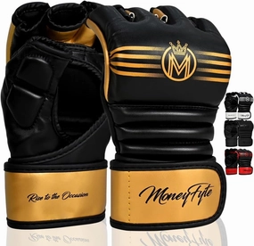 Crown MMA Gloves for Men & Women Martial Arts Punching Bag Gloves, UFC Grappling Fighting & Kickboxing Gloves Pre-Curved Half Finger Boxing Sparring Glove