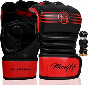 Crown MMA Gloves for Men & Women Martial Arts Punching Bag Gloves, UFC Grappling Fighting & Kickboxing Gloves Pre-Curved Half Finger Boxing Sparring Glove