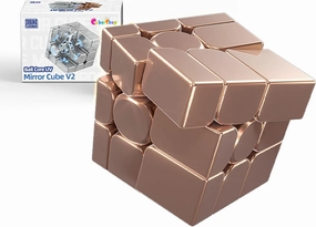 CuberShop Moyu Mirror Cube V2 Ball Core 3x3x3 Magnetic Speed Cube, Rose Gold, 2025 New Funny Variant of 3x3 Speed Cube, Golden Color Funny Cubing, Irregular Magic Cube (UV Coated Magic Clothes)