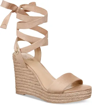Cufflinks Inc. INC Womens Maxx Faux Suede Open Toe Wedge Sandals Pink 7.5 Medium (B,M), Blush Mc