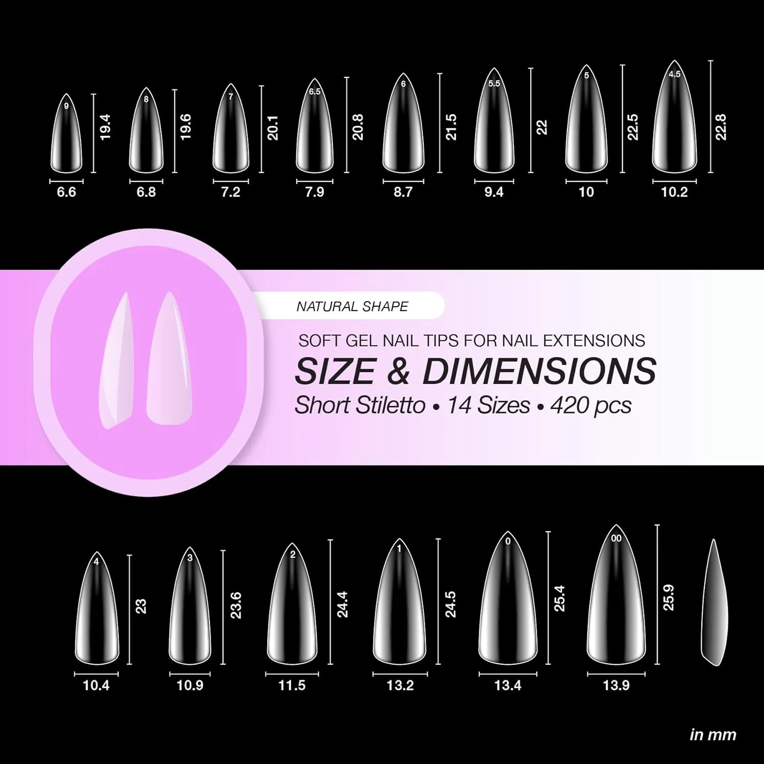Curacoro Natural Nail Soft Gel Tips - 420Pcs Soft Gel Nail Extension, 14 Sizes Clear Full Cover Acrylic Tips, Long-Lasting Salon Quality, Easy to Wear & Natural Look