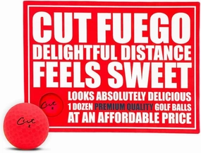 Cut Golf - Soft Feel Peak Distance Golf Balls - One Dozen Decreased Ball Spin - Improved Accuracy, Green Side Control, Distance, Ball Flight, Visibility - Matte - Fuego Red Golf Balls