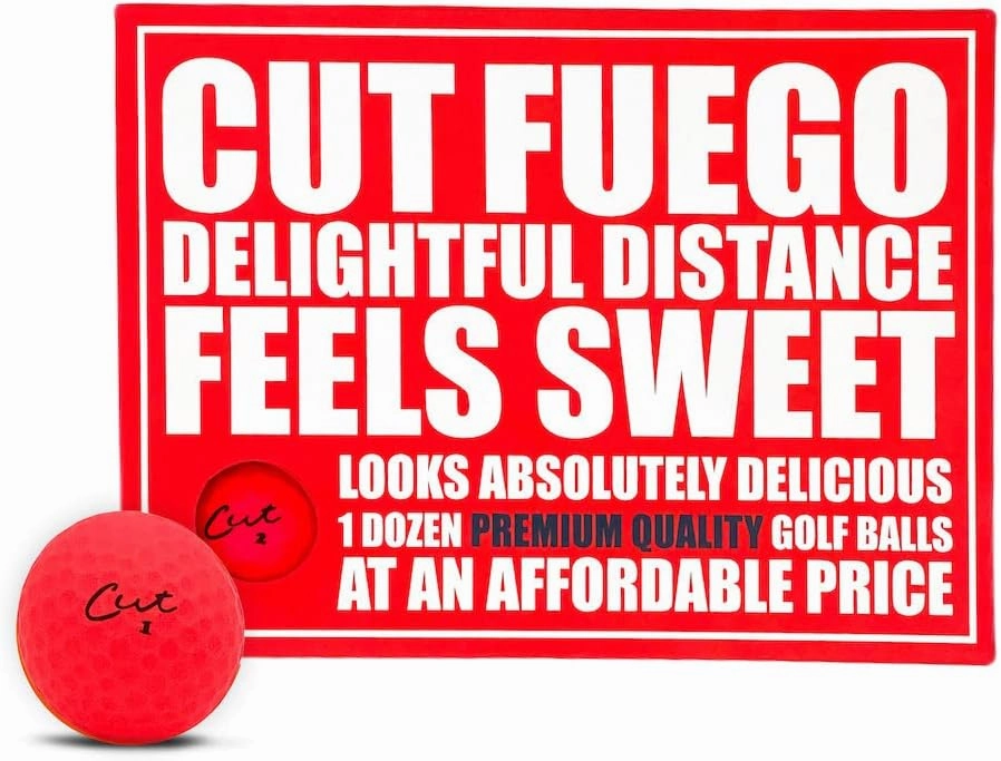 Cut Golf - Soft Feel Peak Distance Golf Balls - One Dozen Decreased Ball Spin - Improved Accuracy, Green Side Control, Distance, Ball Flight, Visibility - Matte - Fuego Red Golf Balls