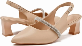DADAWEN Women's Slingback Kitten Heels Closed Pointed Toe Low Heels Wedding Party Dress Pumps Shoes
