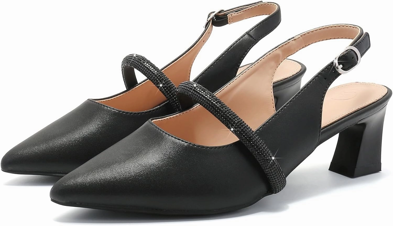DADAWEN Women's Slingback Kitten Heels Closed Pointed Toe Low Heels Wedding Party Dress Pumps Shoes