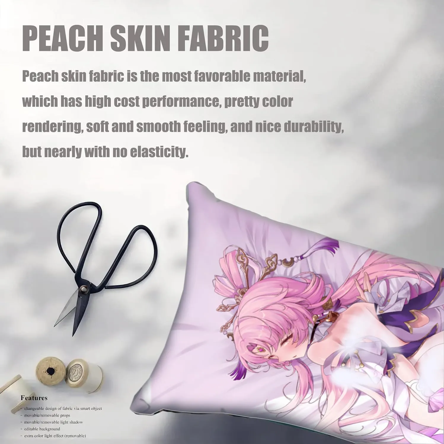 Dakimakura Anime Honkai: Star Rail Hugging Body Pillow Case, 19""x59"" Throw Pillow Cover, Double-Sided Print Bedding Decorative Pillowcase (Fu Xuan), FA09K