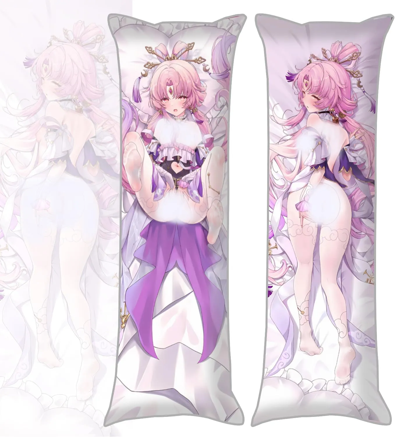 Dakimakura Anime Honkai: Star Rail Hugging Body Pillow Case, 19""x59"" Throw Pillow Cover, Double-Sided Print Bedding Decorative Pillowcase (Fu Xuan), FA09K