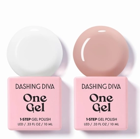 Dashing Diva One Gel Color Duo - Neutrals - Marshmallow & Kitten - 3-in-1 Base Coat, Nail Color & Top Coat - Gel Nail Polish Set - Contains 2 Colors