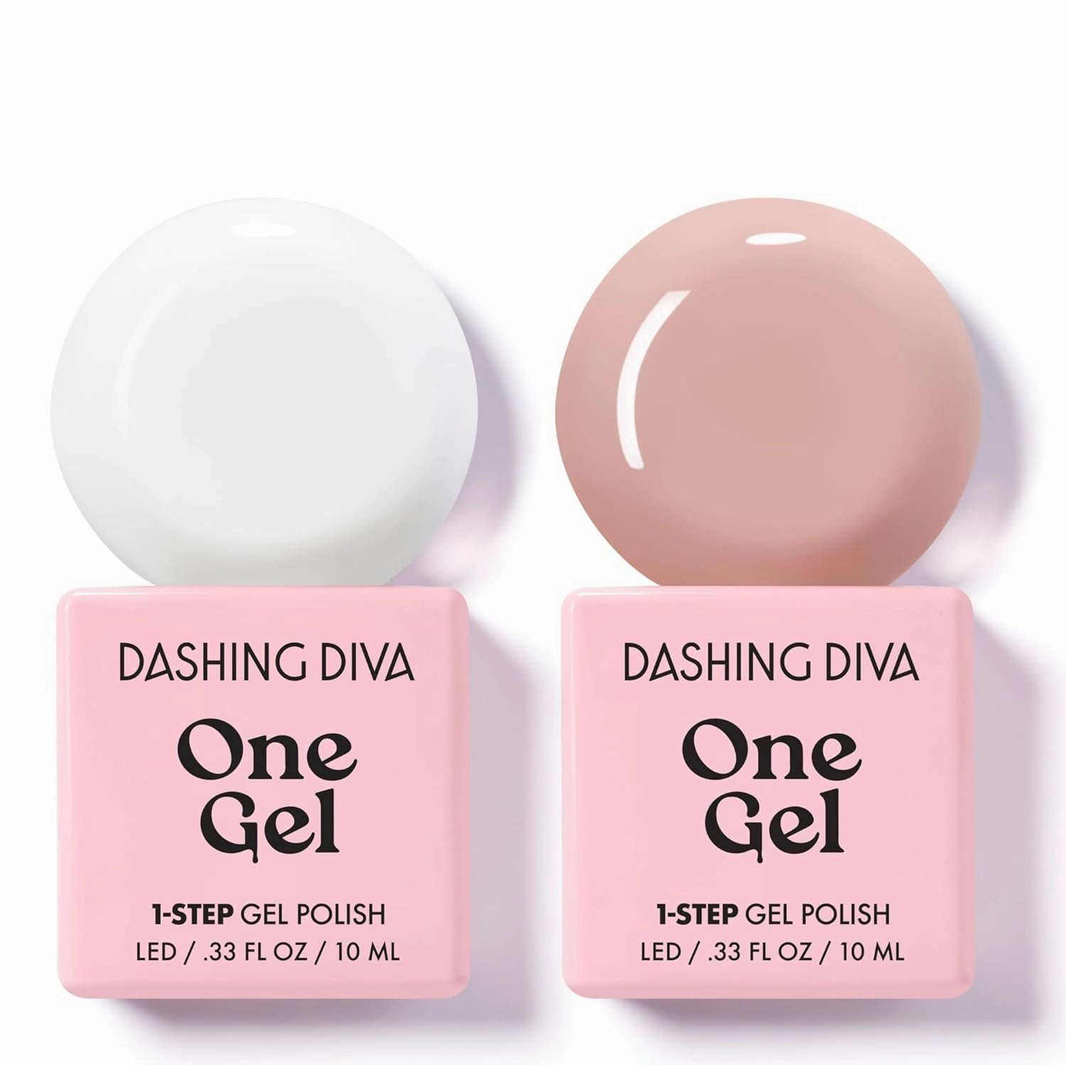 Dashing Diva One Gel Color Duo - Neutrals - Marshmallow & Kitten - 3-in-1 Base Coat, Nail Color & Top Coat - Gel Nail Polish Set - Contains 2 Colors