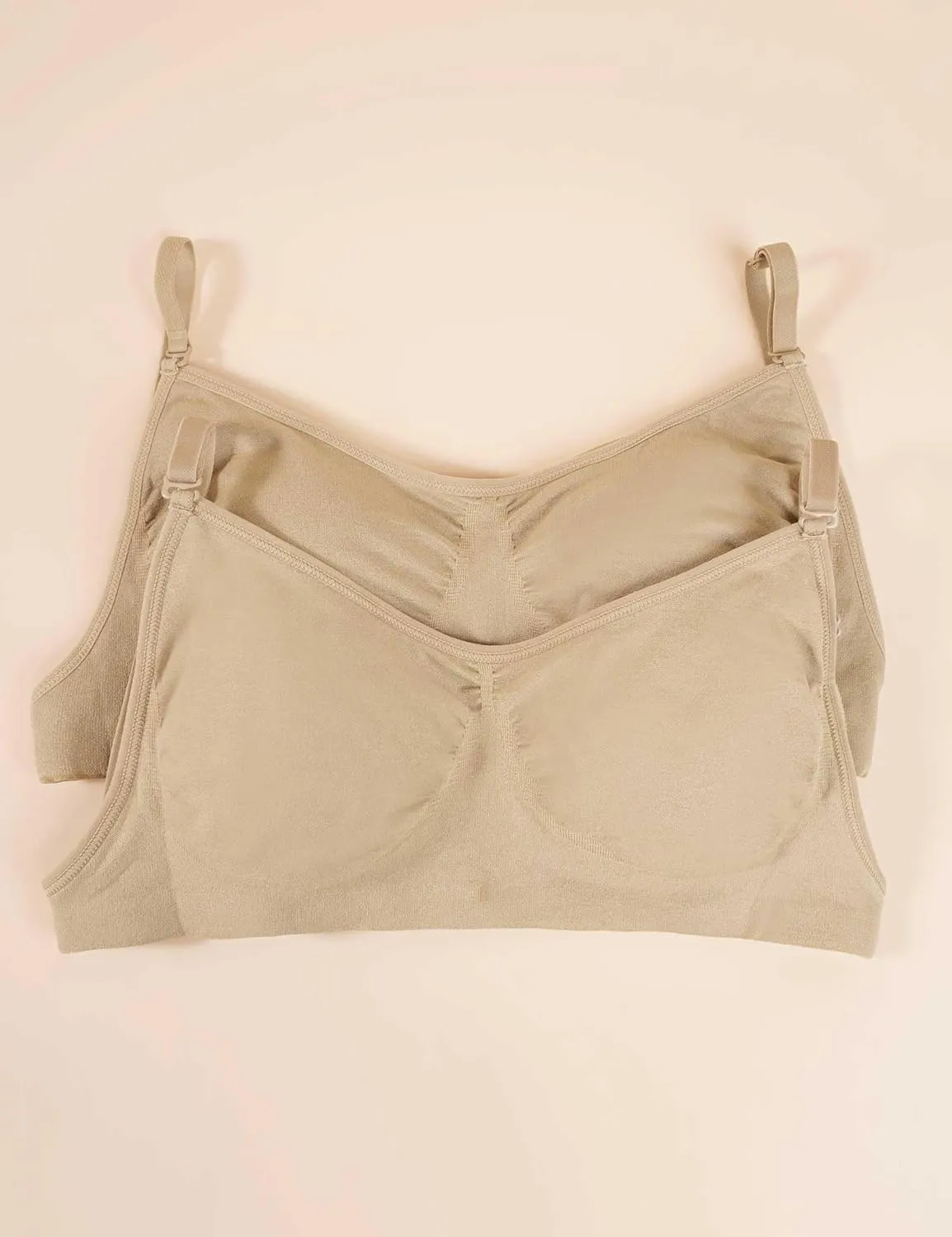 Daydance Nude Women Bralette with Clear Back Straps, Soft Bra with Silicone Placket for Ballet, Dance