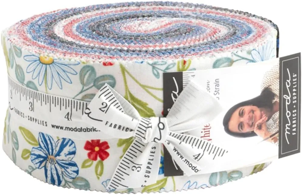 Deb Strain Red, White and Bloom Jelly Roll 40 2.5-inch Strips Moda Fabrics 56110JR