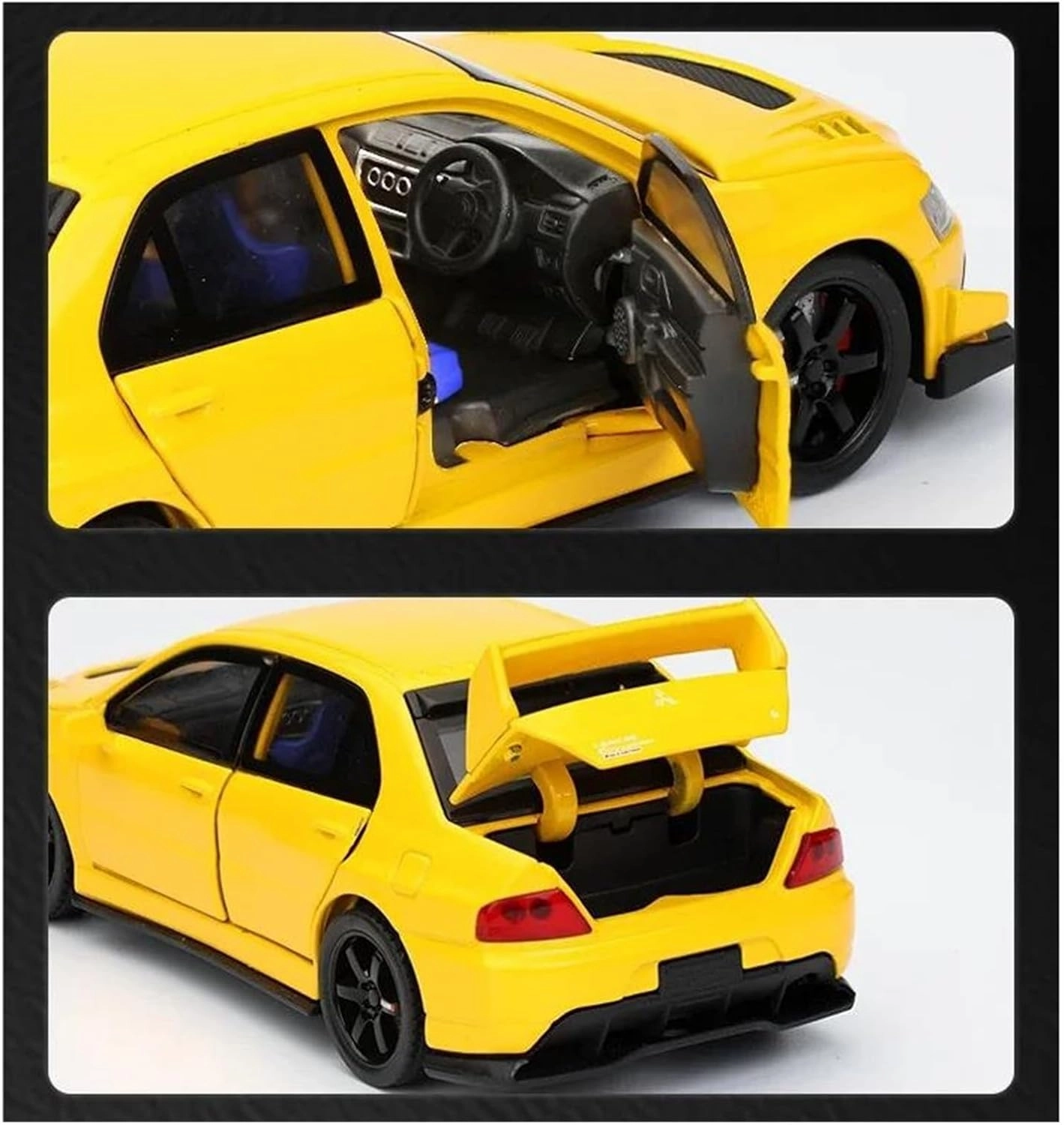 Decorative Car Model 1:32 for Lancer Evolution Diecasts Metal Alloy Luminous Racing Car Model Work Area Decoration Perfect for Gifting(Yellow)