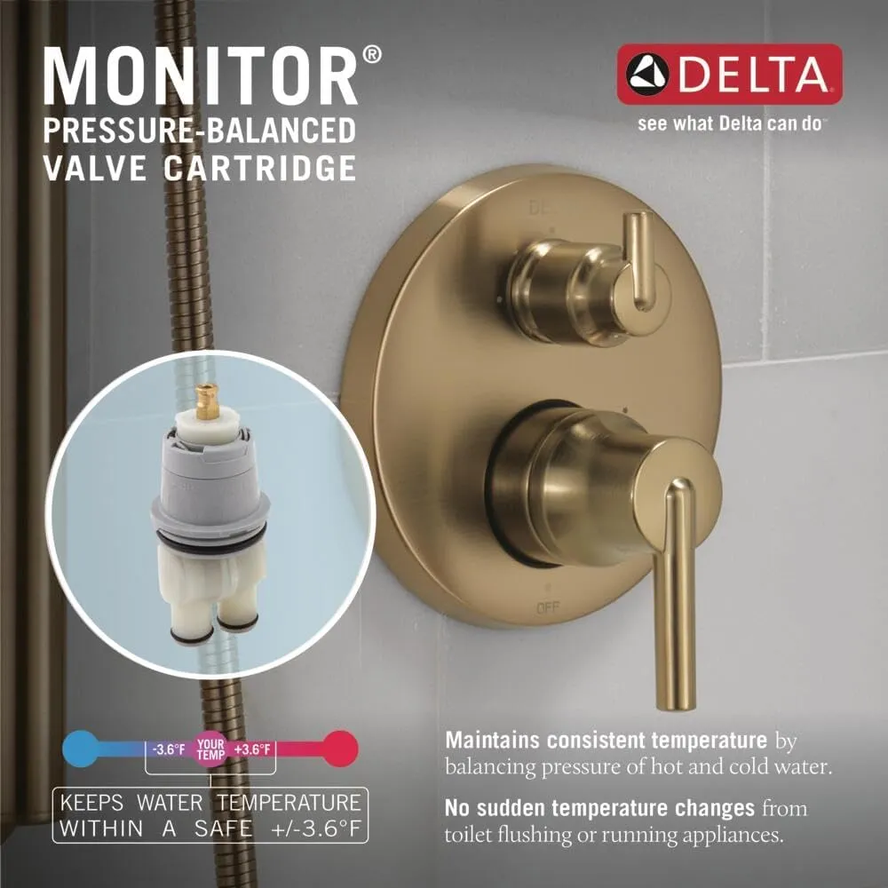 DELTA FAUCET T24867-BL Angular Modern Monitor 14 Series Valve 3-Setting Integrated Shower Trim with Diverter, Matte Black