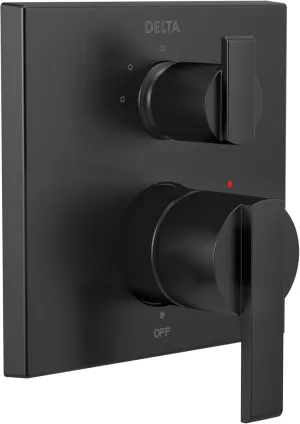 DELTA FAUCET T24867-BL Angular Modern Monitor 14 Series Valve 3-Setting Integrated Shower Trim with Diverter, Matte Black