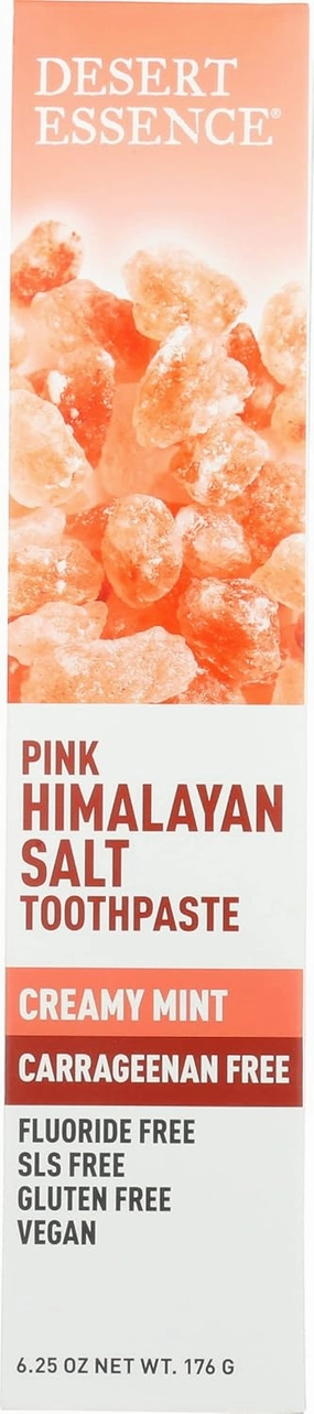 Desert Essence Pink Himalayan Salt Toothpaste Creamy Mint, Fluoride Free, 6.25 Ounce (Pack of 3)