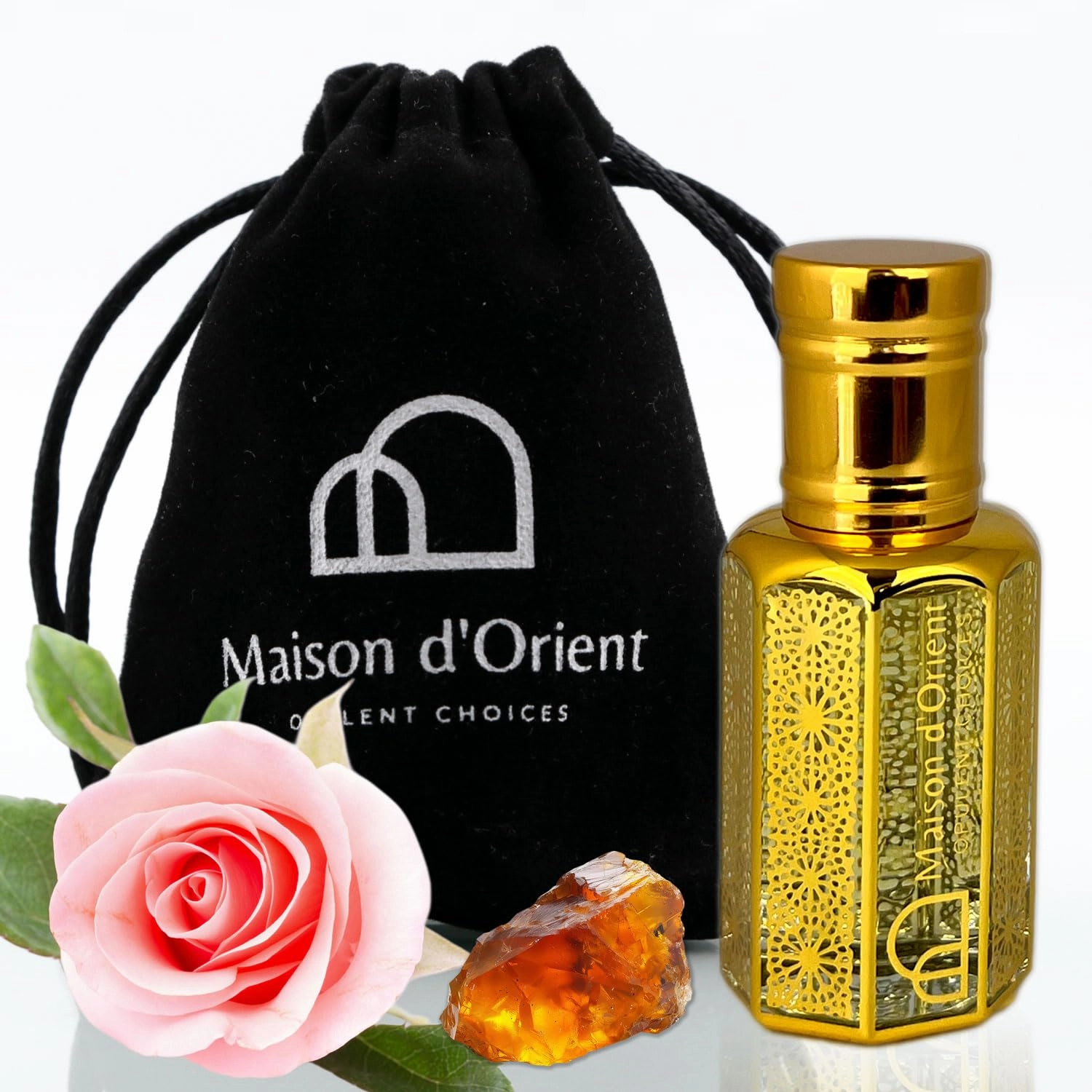 Desert Rose Perfume Oil 12 mL – Elegant Floral Oriental with Turkish Rose Amber and Musk. Alcohol Free Long Lasting Oil, Compliment Magnet