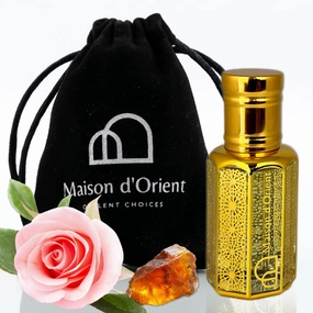 Desert Rose Perfume Oil 12 mL – Elegant Floral Oriental with Turkish Rose Amber and Musk. Alcohol Free Long Lasting Oil, Compliment Magnet