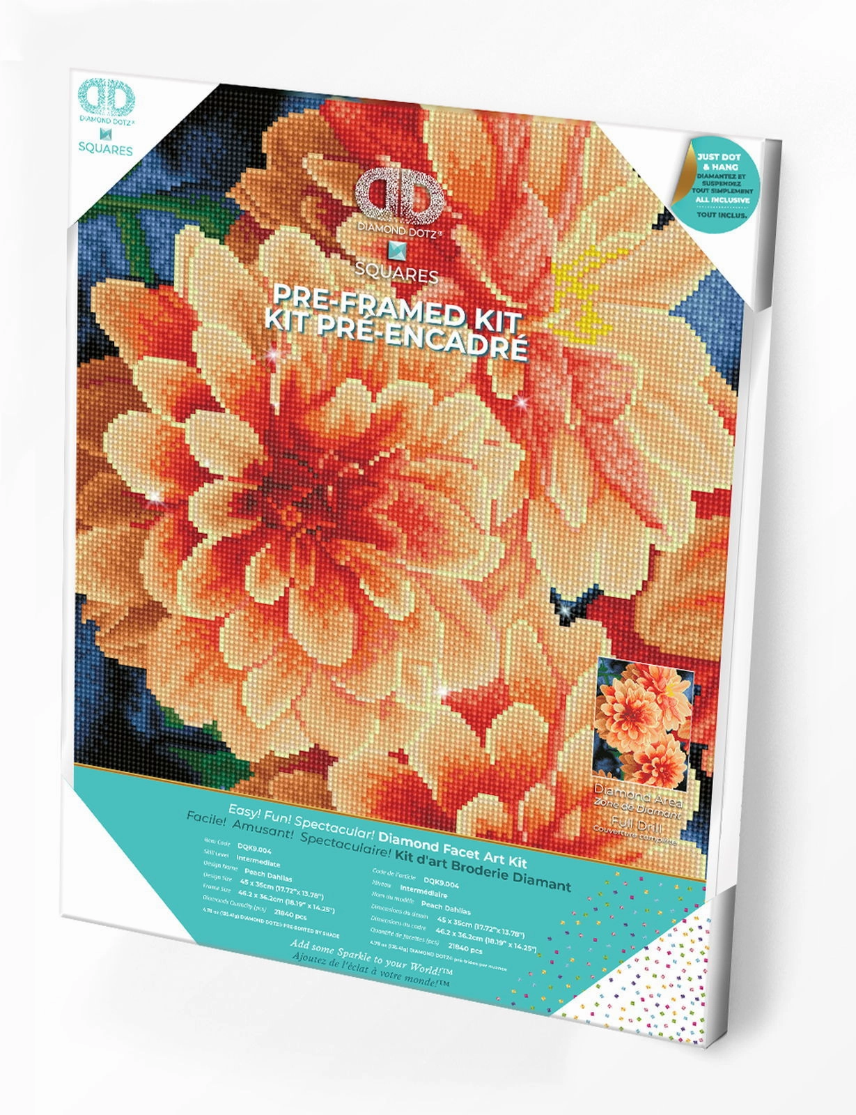Diamond Dotz Peach Dahlias - Pre-Framed  - 15.8 x 19.7 in