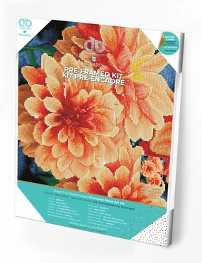 Diamond Dotz Peach Dahlias - Pre-Framed  - 15.8 x 19.7 in
