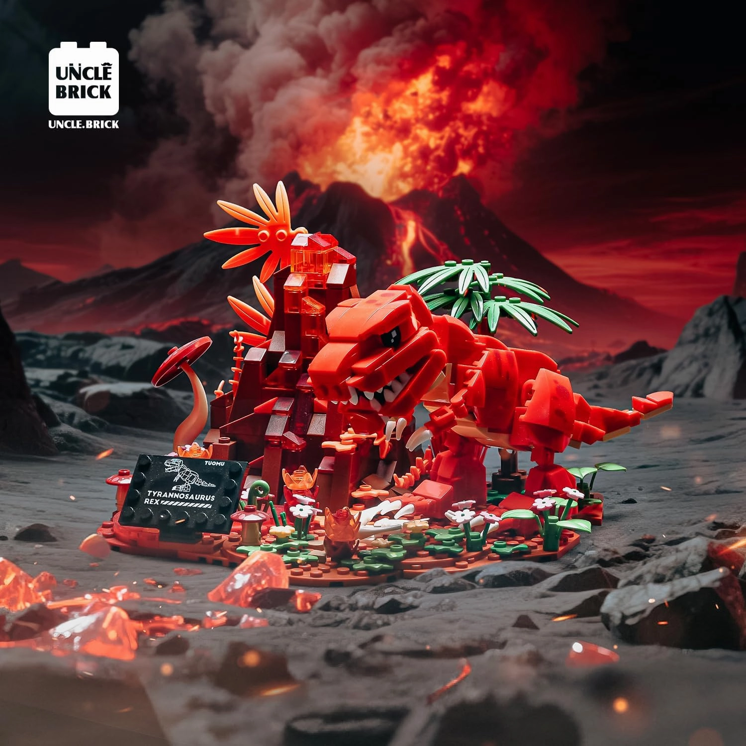 Dinosaur World Building Block Set,T.Rex Dinosaur Park Sets for Boys and Girls 8-12,T.rex and Volcano Scene Building Sets,Home or Office Décor Sets for Boys 8-14(559pcs)