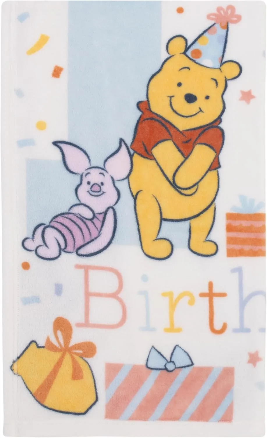 Disney Winnie The Pooh My 1st Birthday Multi-Colored Piglet, Tigger, and Eeyore Super Soft Photo Op Baby Blanket