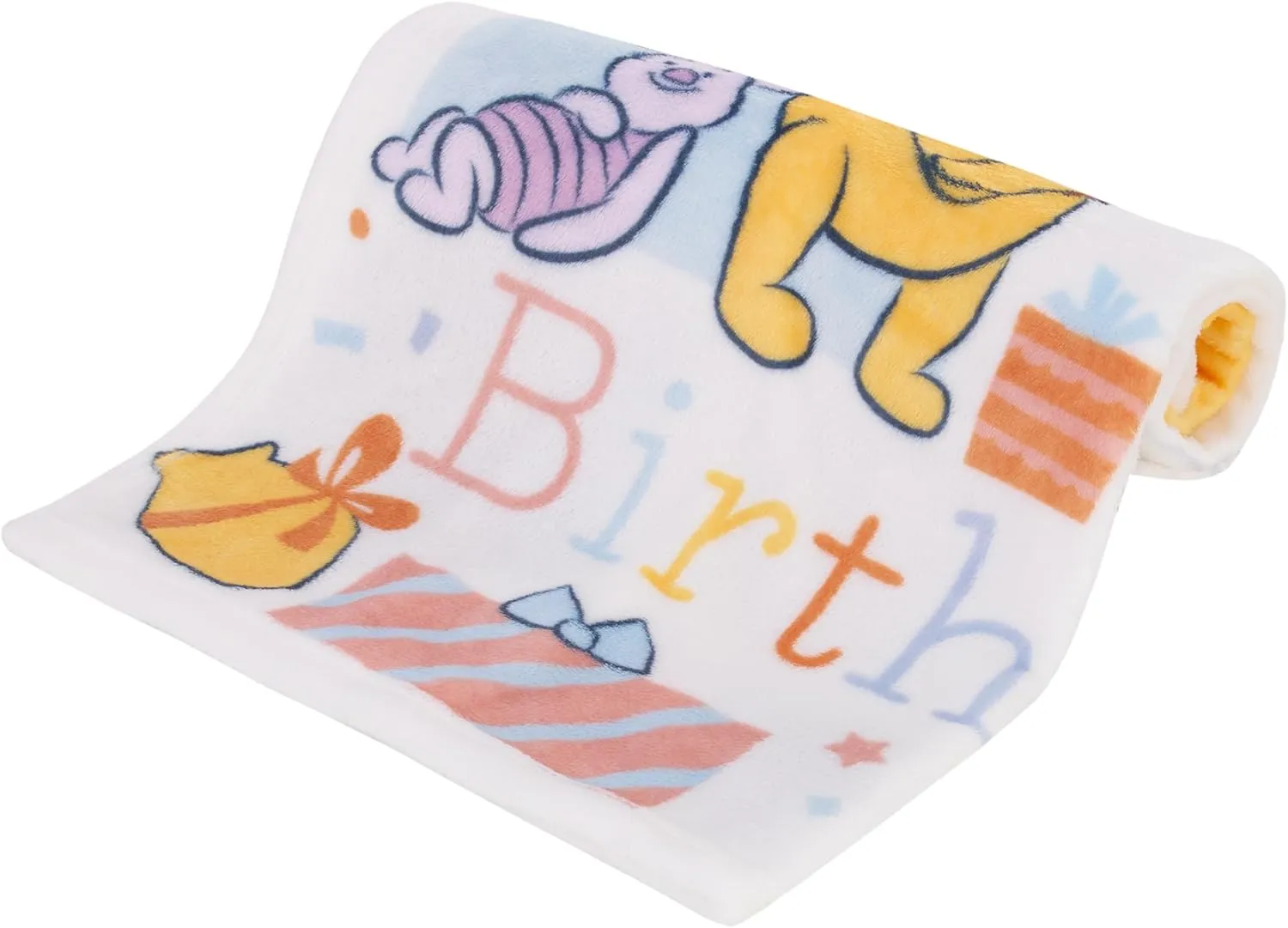 Disney Winnie The Pooh My 1st Birthday Multi-Colored Piglet, Tigger, and Eeyore Super Soft Photo Op Baby Blanket