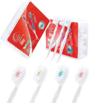Disposable Mini Toothbrush - Travel Toothbrushes with Toothpaste Portable for Work or Travel Mint   Peach   Plum & Green (Mixed Flavor, 48 Count - 2 Pack)
