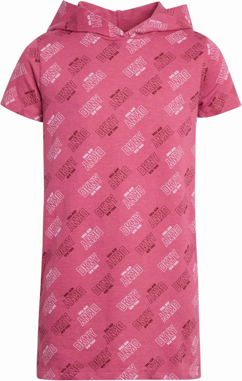 DKNY Girls' Dress - Short Sleeve Oversize T-Shirt Dress with Hood (7-16)