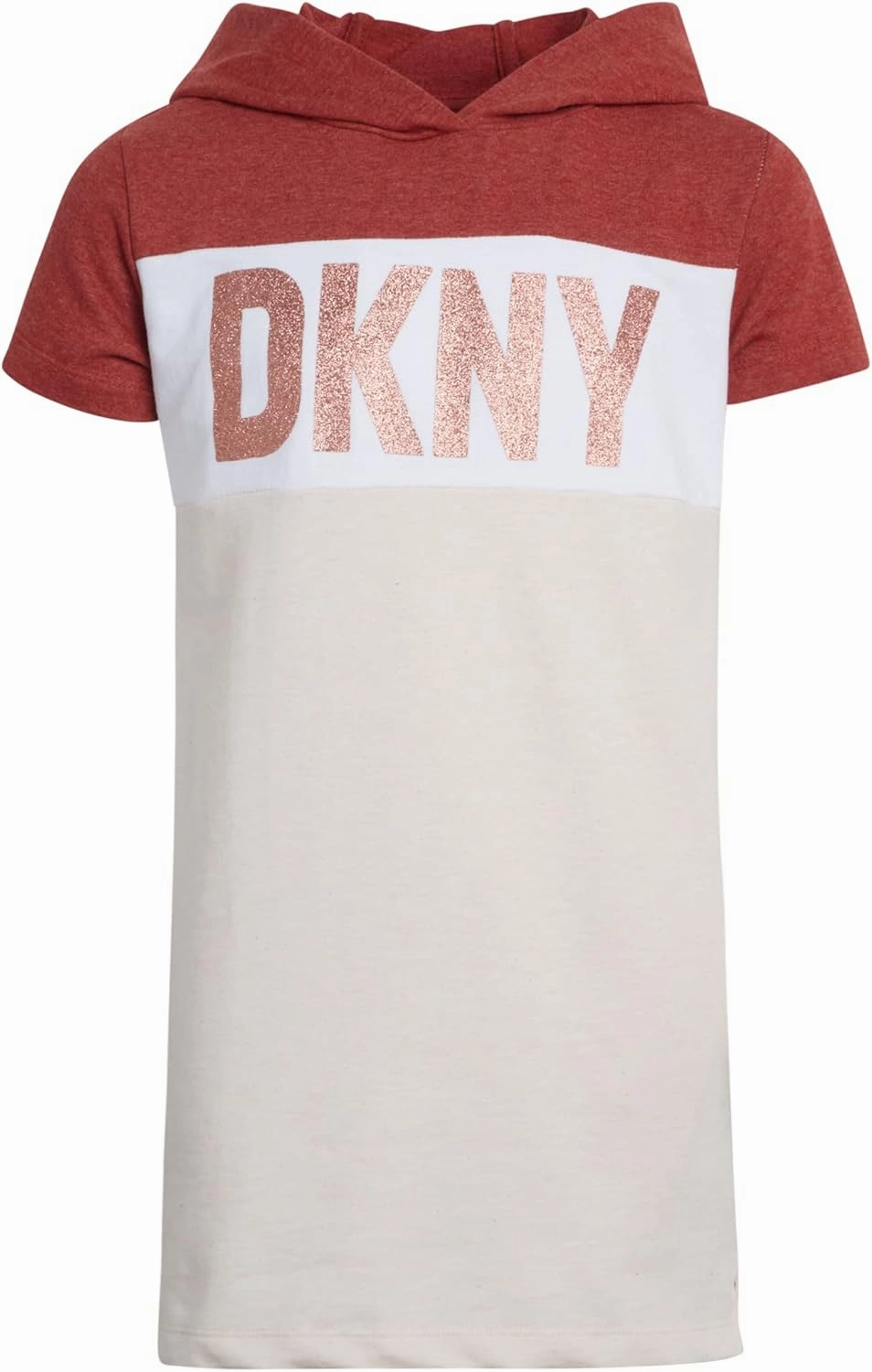DKNY Girls' Dress - Short Sleeve Oversize T-Shirt Dress with Hood (7-16)